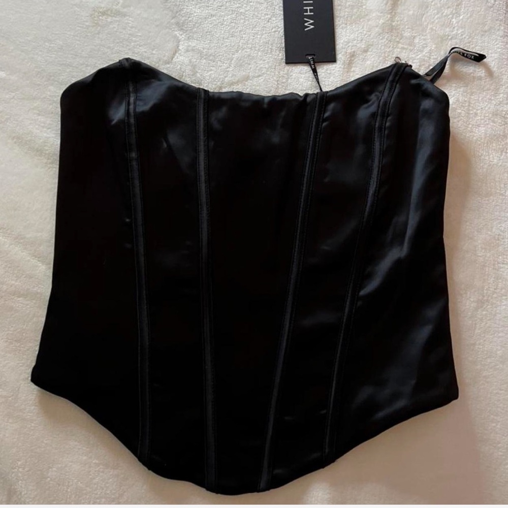 NWT WHITEFOX BLACK SATIN BUSTIER CORSET TOP XS